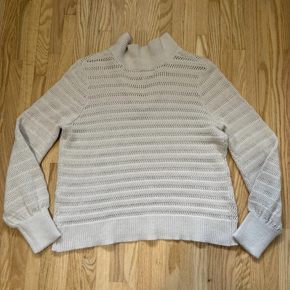 Rachel Zoe | Cream Knit V-Neck Pullover Long Sleeve Sweater with Banded Cuffs - Picture 5 of 6